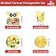 GOACRS Partygeschirr Set, 80 Stück Cartoon Anime Pappgeschirr mit Pappteller Pappbecher Servietten, Bunte Papier Teller Becher, Kinder Geburtstag Party Geschirr Tischdeko Zubehör für 20 Gäste