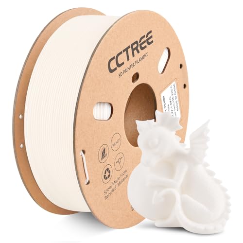 CCTREE PLA+ 3D Printer Filament 1.75 mm, 1KG Cardboard Spool, White