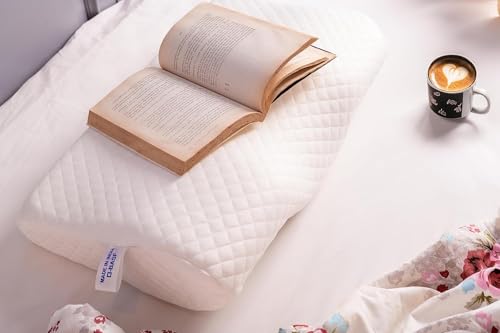 Image of Cervical Contour Memory Foam Pillow for Sleeping,Orthopedic Pillow for Neck Pain, Support for Back,Stomach,Side Sleepers, with Breathable Zip Cover (19X12X4INCH) (White) (Curve White)