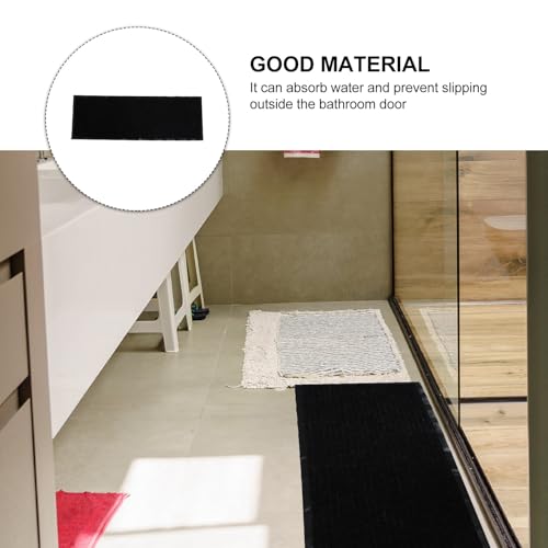 HAKIDZEL 滑り止めバスルームマット 黒 40×120cm ポリエステル製 フロアマット 玄関用ストライプ柄 家庭用リビングや寝室に最適 傷つけにくく色あせしにくい [4]
