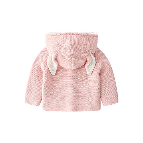 Vivobiniya Baby Girl Cardigan Toddler Girl Knit Sweater Girl Winter Clothes (18-24M (35.4In) 90Cm, Pink(Hooded)) #TOP1