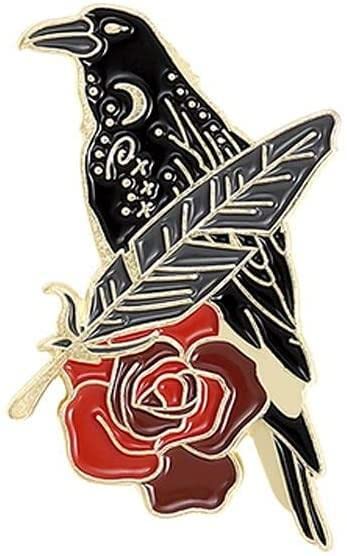 Generic Jewelry Clothes Decoration Punk Moon Flowers Lapel Pin Jacket Pin Bag Brooches Cartoon Badges Enamel Pin Metal Brooch Crow Raven Badges02 Convenient design
