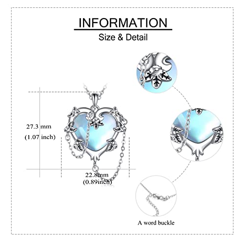 Mongas Witches Heart Necklaces Sterling Silver Moonstone Necklaces Gothic Jewelry Halloween Gifts For Women #TOP2