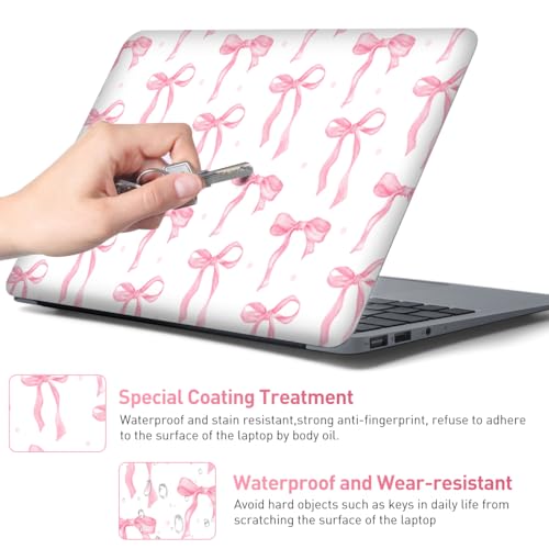 Pink Bow White 12 12.1 13 13.3 14 15 15.4 15.6 in Skin Laptop Sticker Decal, Netbook Skins for Notebook PC, Universal Vinyl Laptop Decor Cover for Women Girls, Waterproof Art Protector