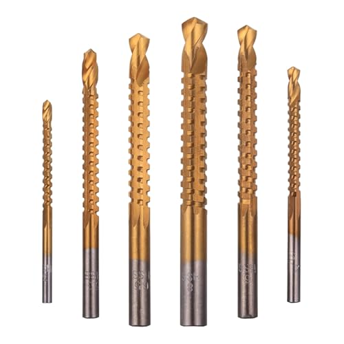 6 uds brocas helicoidales HSS recubiertas de titanio 3-8Mm de corte lateral dentado