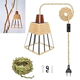 ZRLXFM Kit de Lámpara de Cuerda de Cáñamo con Enchufe, Incluye Cordón Decorativo Verde de 5 m