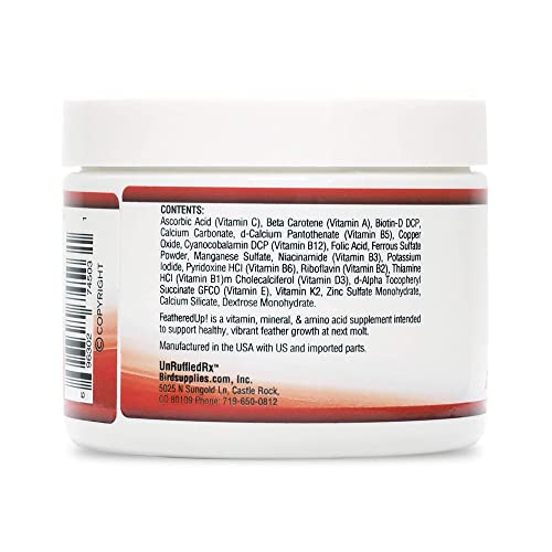 Unruffledrx Featherup! Bird Multivitamin With Biotin For Beautiful Plumage - 90 Gm - 240 Servings #TOP1