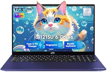 NIMO 17.3" IPS FHD-Laptop, Intel 6 Cores i3-1215U 16GB RAM 256GB SSD (Beat i5-1135G7, Up to 4.4GHz) Computer with 65W Type C Fingerprint Backlit Keyboard, for Home Student and Business