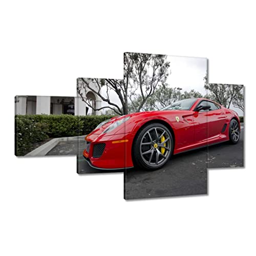 Décoration murale voiture de sport rouge sur tableau imprimé sur toile 130 x 80 cm