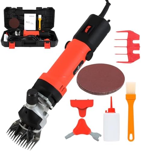 Sheep Clippers Clippers For Animals SENCAN , 750W Farm Livestock Grooming Kit For Equine, Goat, Pony, Cattle And Large Thick Coat Animals (6 Speeds, With 2 Blades Dog Electric Shaver Raptor Shears