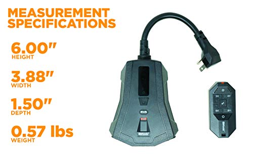 Woods 50126Wd Outdoor Indoor Wireless Remote Control Outlet Kit, Electrical Plug In Remote Light Switch, Features 3 Grounded (3-Prong) Outlets With A Pairable Remote, Csa Rated, Fcc Compliant, Black #TOP2