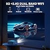 【Projector Screen Included】 4K Projector with 5G WiFi and Two-Way Bluetooth, Native 1080P Portable Outdoor Movie Projector with Electric Keystone, Mini Projector Compatible with HDMI, USB, Smartphone
