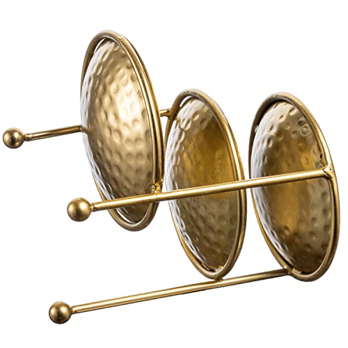 Mygift 3 Tier Jewelry Dish Organizer - Hammered Brass Plated Metal Ring Tray, Decorative Earring, Necklace, Bracelet Storage Display Tower - Handcrafted In India #TOP6