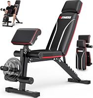 Adjustable Foldable Weight Bench, 800LB Workout Bench Press with Leg Extension, Preacher Pad, Extended Headrest, Full Body Fitness Bench for Home Gym