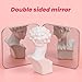 Dimeho Compact Mirror Travel Makeup Mirror Metal Pocket Cosmetic Mirrors Portable Handheld Beauty Mirror Folding Double-Sided Elegant Vanity Mirror for Men Women Purse(Silver-Square)