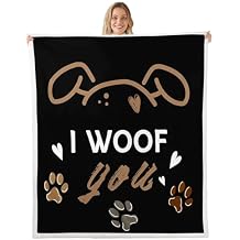 Erosebridal Black Kawaii Dog Fuzzy Plush Throw Baby 30X40 | Cartoon Dog Paw Pet Animals Sherpa Blanket Bedroom Decor,I Woof You Fleece Blanket Soft Cozy Home Room Decor Kids Boys Girls Teens