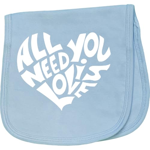 inktastic All You Need is Love White Heart Shape Baby Burp Cloth Light Blue 28a03