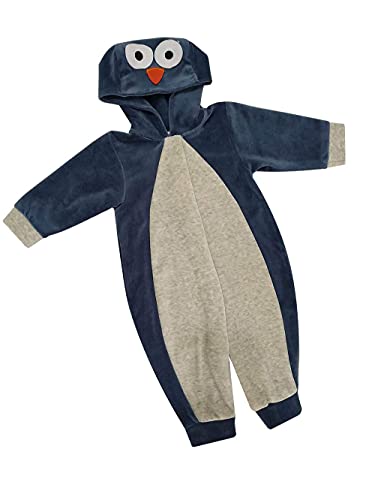 Macacão Longo Bebê Menino Meu Pinguim em Plush Tamanho:G sem Pezinho