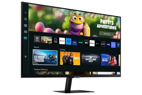 Image of Samsung 32 inch M5 Series Smart Monitor, Streaming TV, Multiple Ports, HDMI, 60Hz, 4ms, Black, with HDMI Cable
