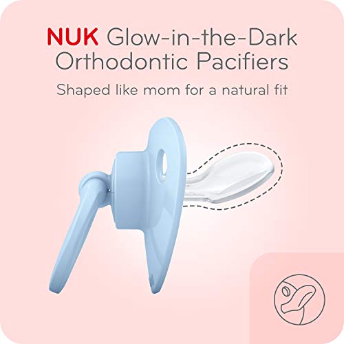 Nuk Glow-In-The-Dark Orthodontic Pacifiers, 0-6 Month (Pack Of 2) #TOP1