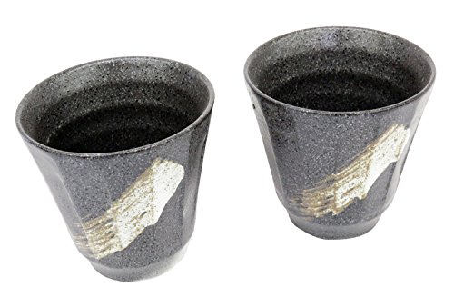 キャッスルエンタープライズ 美濃焼 和風カフェシリーズ けずり型 【フリーカップ】 黒刷毛目 2個セット