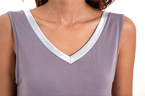 Gys Womens Bamboo Viscose Sleeveless V Neck Nightgown Purplish Grey Silver, Medium #TOP3