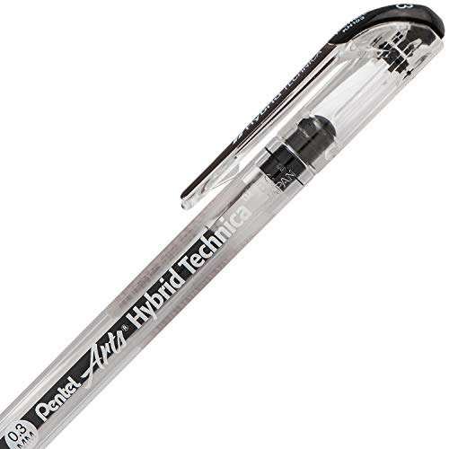 Pentel Arts Hybrid Technica 0.3 Mm Pen, Ultra Fine Point, Black Ink, 1 Pack (Kn103Bpa) #TOP3