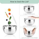 Luvan 18/10 304 Stainless Steel Mixing Bowl,Set of 6(1,1.5,1.9,2.6,3.4,4.2QT),with Airtight Lids,Nesting Bowls for Space Saving Storage,Dishwasher Safe, Great for Mixing,Baking, Prepping