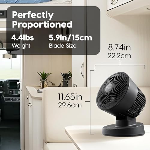 Image of IRIS USA WOOZOO Air Circulator Fan with Remote, Oscillating, 3 Speeds, 56ft Max Air Distance, Adjustable Tilt, Quiet Motor, Small Fan for Bedroom, Office, Dorm, Black