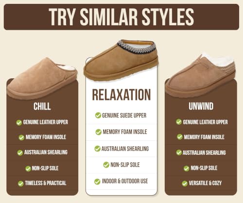 Image of Project Cloud Mens Slippers Genuine Leather Australian Shearling Slippers | Memory Foam Insole Non Slip Fuzzy Shoes Indoor Outdoor Warm Cozy Footwear Everyday Comfort Soft Lining Cushioned Sole Easy On
