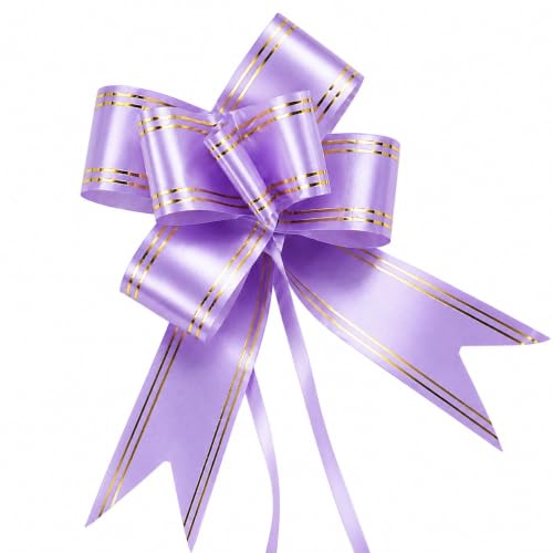 Image of Prokart - Pull Bow Gift Ribbon for Gift Wrapping, Large Decorative Pull Bows for Presents, Hampers, Flower Bouquets, Wedding, Birthday, Christmas & Party Decorations (15MM, Lavender, Pack of 100PC)