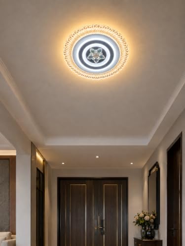 Image of FILLISKA Aluminium Luxurious 3 in 1 Led Ceiling /Wall Chandelier Light with 3 Step Colour Changing Function (Acrylic White Round-671-2)(300MM)