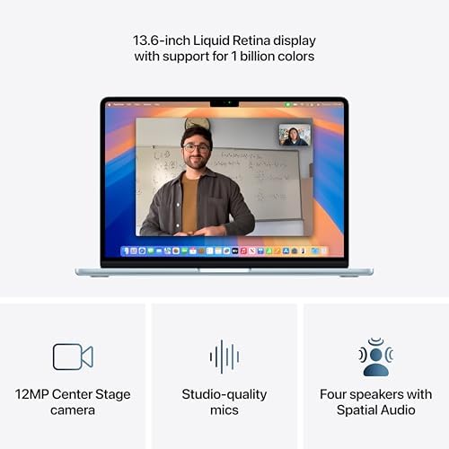 Apple 2025 MacBook Air 13-inch Laptop with M4 chip: Built for Apple Intelligence, 13.6-inch Liquid Retina Display, 24GB Unified Memory, 512GB SSD Storage, 12MP Center Stage Camera, Touch ID; Sky Blue - 3