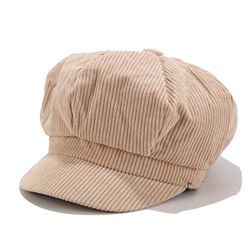 Women Striped Newboys Caps Corduroy Painter Beret Hat Elegant Solid Color Octagonal Baker Cap #TOP3
