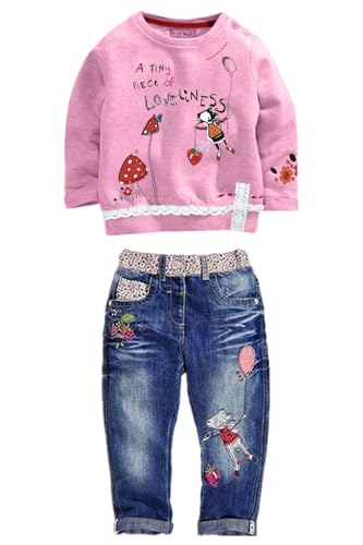 Toddler girl 2-piece outfit with top and jeans