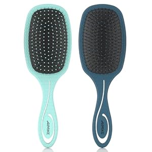 AIMIKE 2pcs Hair Brushes for Women, Turquoise Detangling Brush for Curly Hair, Painless Hairbrush with Ultra-soft Bristles, Detangler Hair Brush Easy Through Tangles, Paddle Brush for Wet Dry Hair