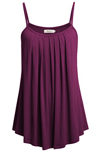 BEPEI Women Basic Tanks, Loose Casual Summer Pleated Flowy Sleeveless Camisole Tops Plus Size,Dark Purple XX-Large