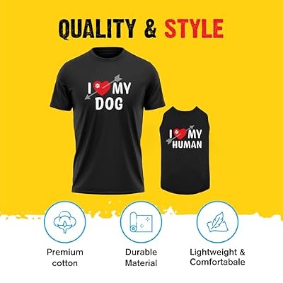 APPARELYN Dogs and Owner Matching Clothes - Adorable Heart My Dog & Human Pet & Owner Matching Outfits with Owners - Soft Pet Clothes Black