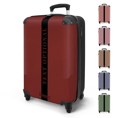 NoBoringSuitcases.com® Handgepäck Koffer 55x40x20 Personalisiert - Reisekoffer mit Rollen, Leichtgewicht Hartschalenkoffer, Trolley Kabinengepäck Streifenstil in 6 Farben, Koffer für Flugzeug