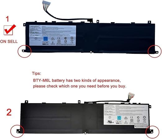 Image of R & I BTY-M6L Laptop Battery Compatible for MSI GS65 GS75 Stealth Thin 8SE 8SF 8SG 8RF 9SD 9SE 9SF 9SG Modern 8RC P658SC WS65 9TM WS75 10TM Creator 8RD 8RE P75 PS63 GS60 Series MS-16Q2 MS-16Q3