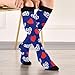 tplaotee Fashion Navy Blue Heart Leopard knee high socks compression for travel for men mujer