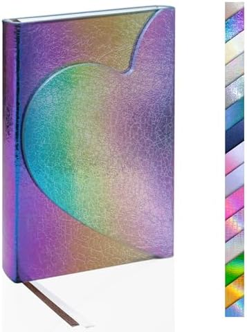 Rainbow PU Hardcover Journal, Magnetic Heart Flap Irregular Holographic ...
