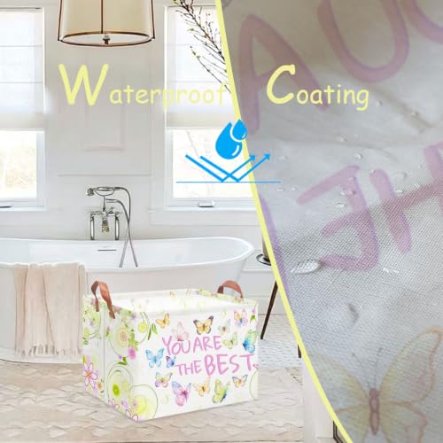 Image of NTAOHAMPER Rectangular Storage Basket Empty,Storage Bin with Handles,Room Decor,Gift Basket,Book Box(Blessing Butterfly)