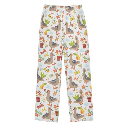 Duck Butterfly Boys Long Pants Soft Trousers Elastic Waist Kids Lounge Bottoms with Pockets S-XL