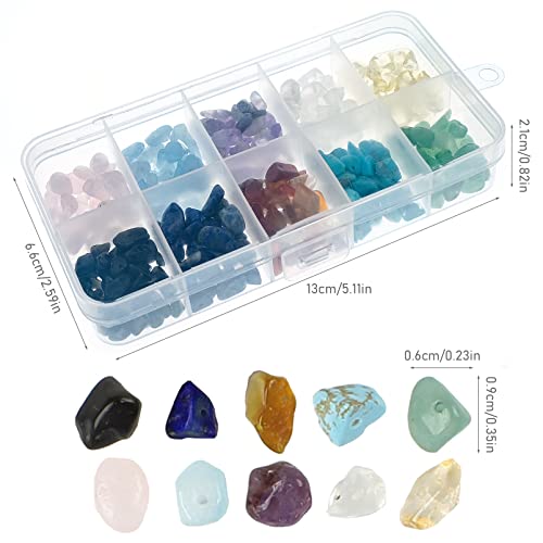 Bakiauli 300pcs Crystal Beads for Jewellery Making - 10 Colors, Irregular Natural Gemstone Chips for Jewelry Making - Image 2