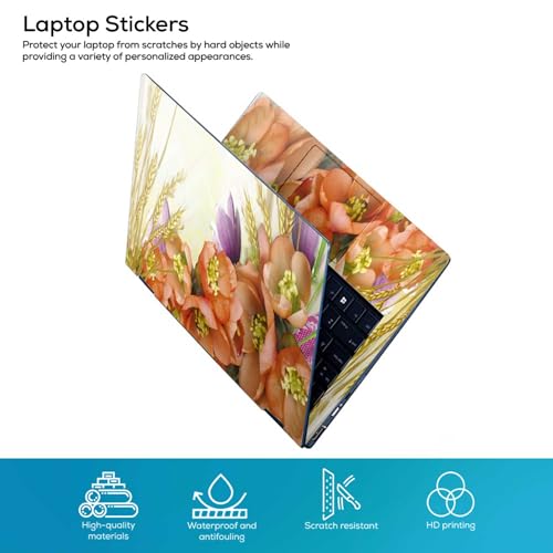Image of Galaxsia Floral D30 Full Body Vinyl Laptop Skin /Sticker /Cover Upto 15.6 Inches Laptops Laminated-Removable-HD Quality Compatible for Hp-Dell-Sony-Lenovo-Asus etc.(15x10 Inches)