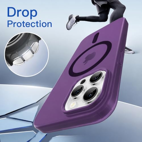 Image of DIZORO Matte Case for iPhone 14 Pro Max Compatible with MagSafe, Camera Lens Full Protection, Shockproof Translucent Frosted TPU Soft Phone Cover, Anti-Fingerprint (Deep Purple)