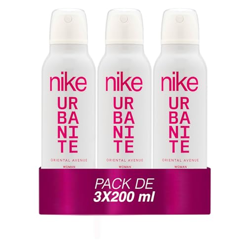 NIKE - Oriental Avenue Pack de 3 x 200 ml, Desodorante Mujer Spray, Desodorante Antimanchas para Todo Tipo de Piel, 0% Sales de Aluminio, de Larga Duración, Fragancia Gourmand Oriental