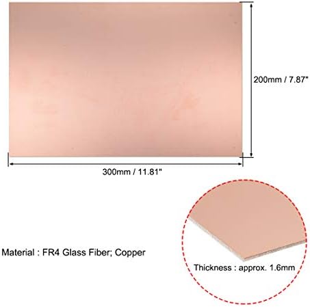 sourcing map Single-Sided Copper Clad Laminate PCB Circuit Board, FR4 300x200mm 11.81x7.87 inch, 1.6mm Thickness DIY Prototyping PCB Board, Name Board