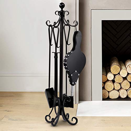 Tj.moree Fireplace Bellows Indoor 16"X 6.5" Wood Fire Blower With Hanging Strap, Metal Nozzle, Great Tool For Fireplace, Fire Pit, Wood Stove, Bbq, Outdoor Camping - Black #TOP3